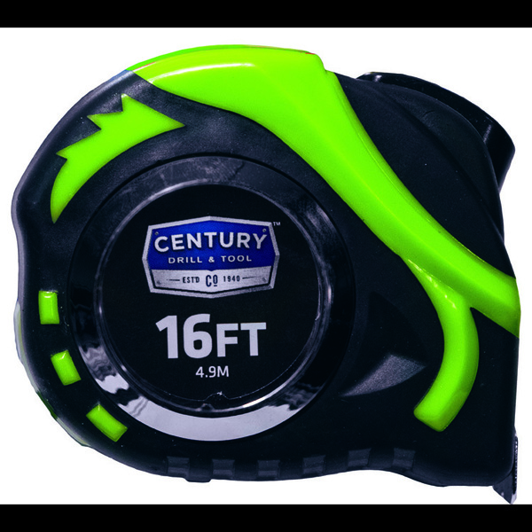 Century Drill & Tool Tape Measure High Visibility 16Ft Length 3/4" Blade Width 72818